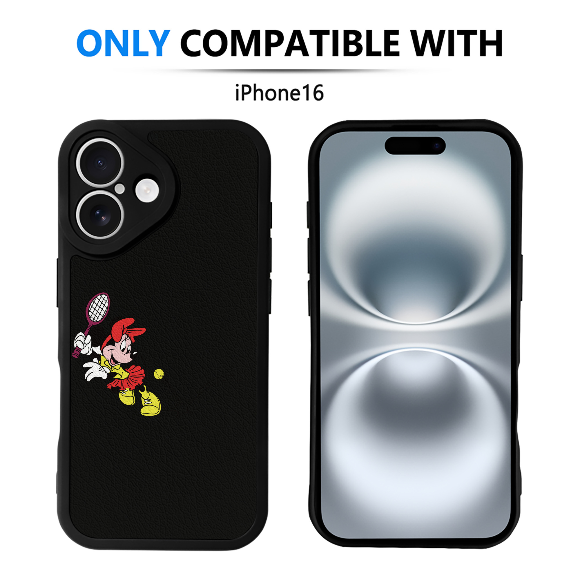 （画像用） ミッキーマウス Mickey Mouse 【iPhone 16シリーズ対応】シリコンスマホケース（レザー調） 材質：シリコン